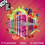 New Day Vape 50ml E-liquids All Flavours on Pink Background