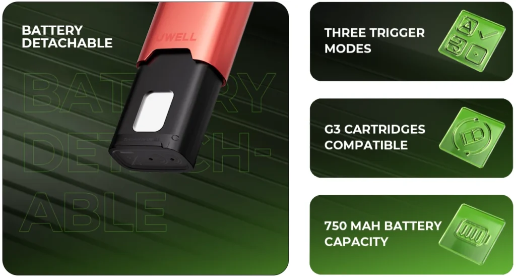 uwell caliburn g3 battery information