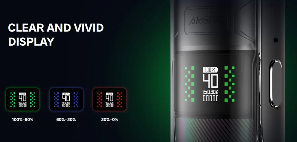 VooPoo Argus E40 Pod Vape Kit Screen