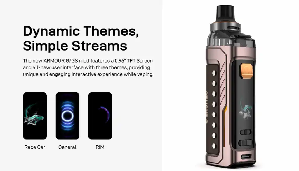 Vaporesso Armour GS Dynamic Screen Themes