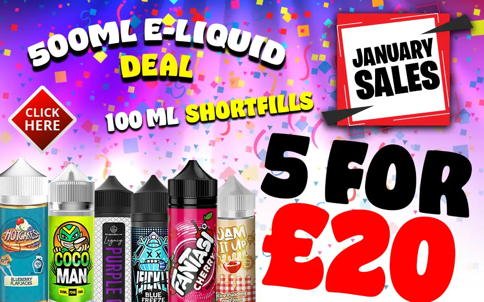 January Sales on 100ml vape juice 5 for £20