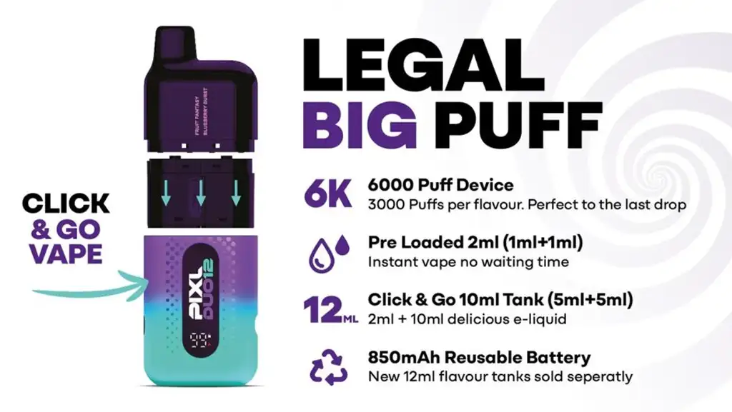 Pixl Duo 12 Battery life and puff count