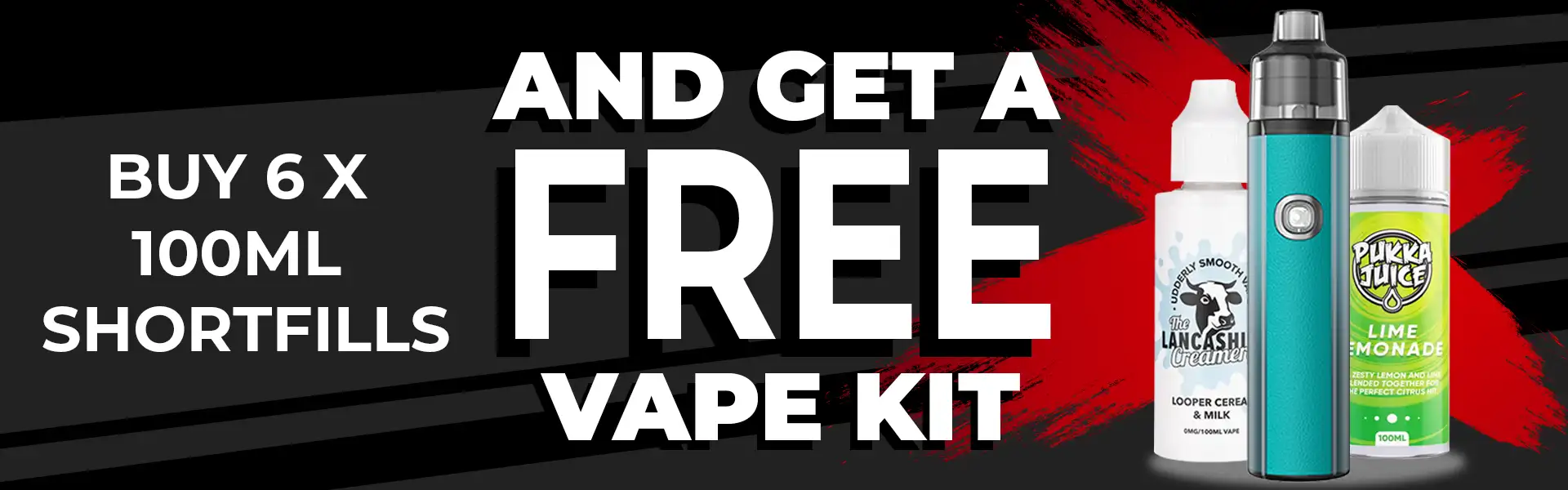 Get a free vape kit with 6 shortfill vape liquids from this range