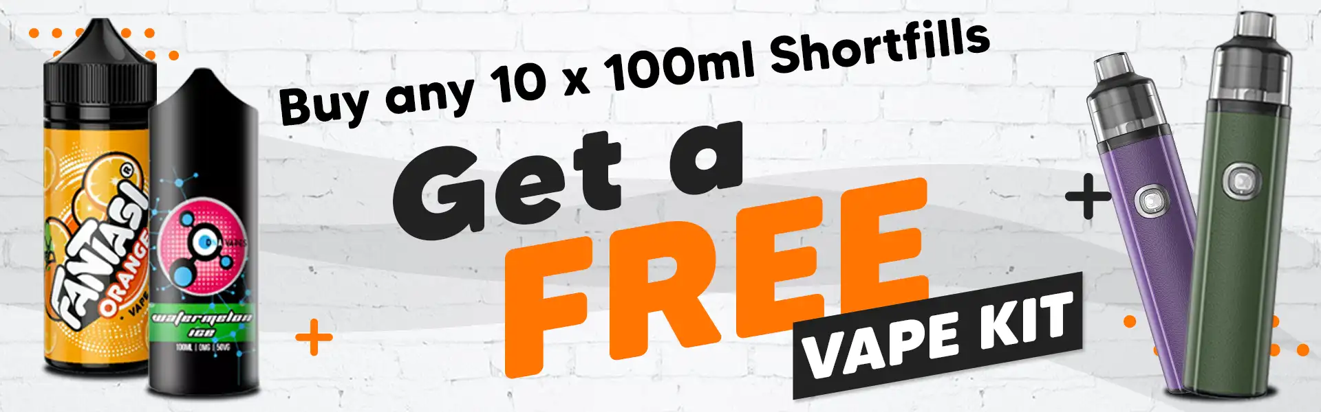 Get a free vape kit with 10 shortfill vape liquids from this range