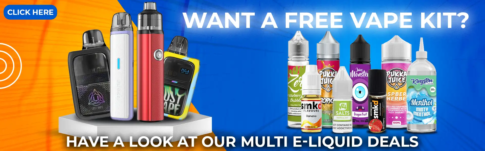 Get A free vape kit on all our vape liquids and nic salts