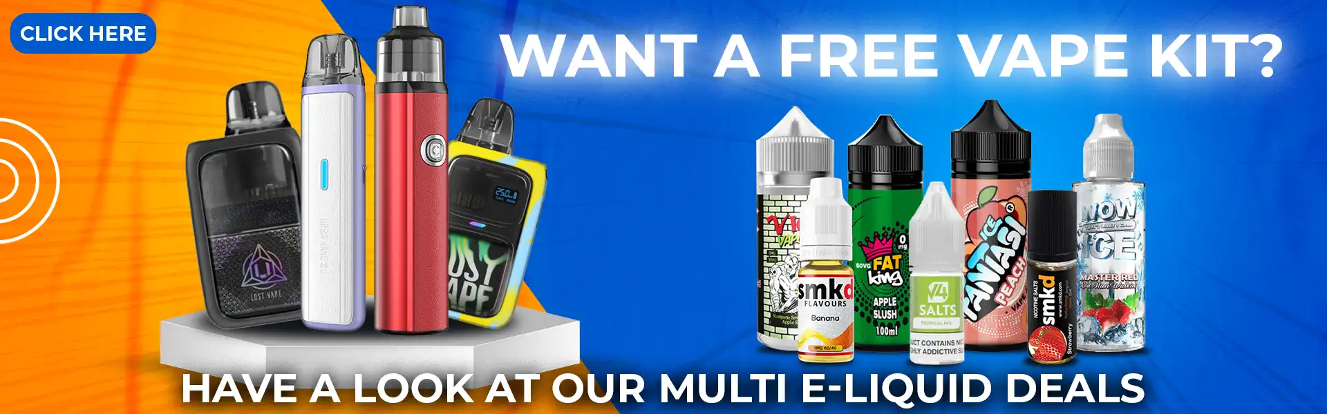 Get A free vape kit on all our vape liquids and nic salts