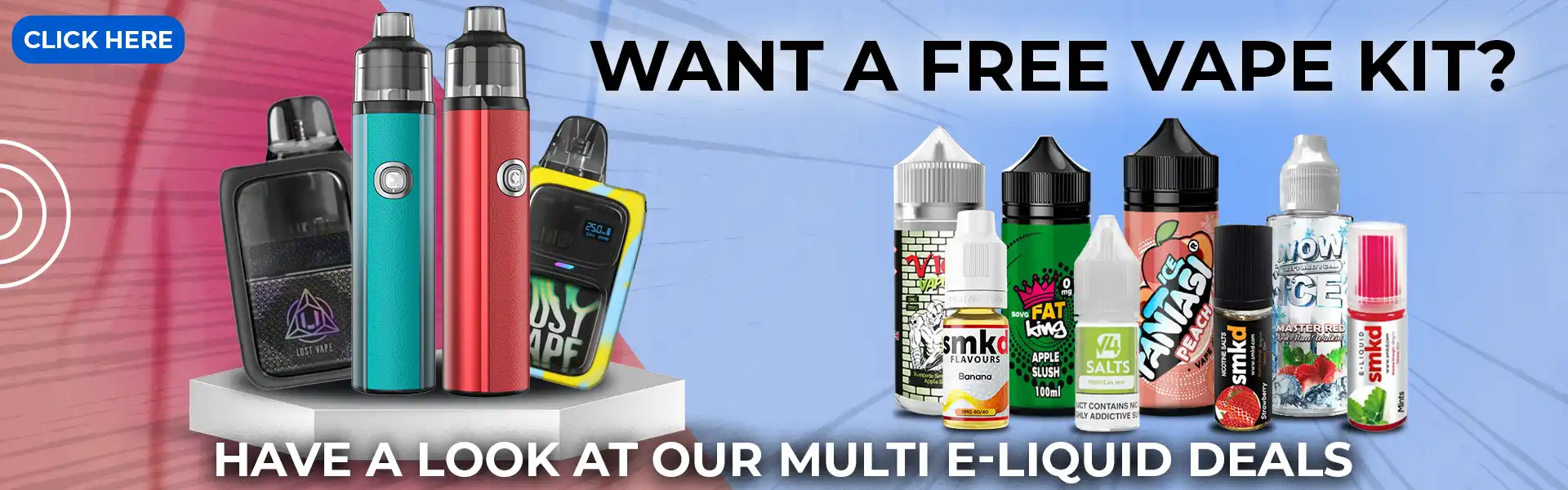 Get A free vape kit on all our vape liquids and nic salts