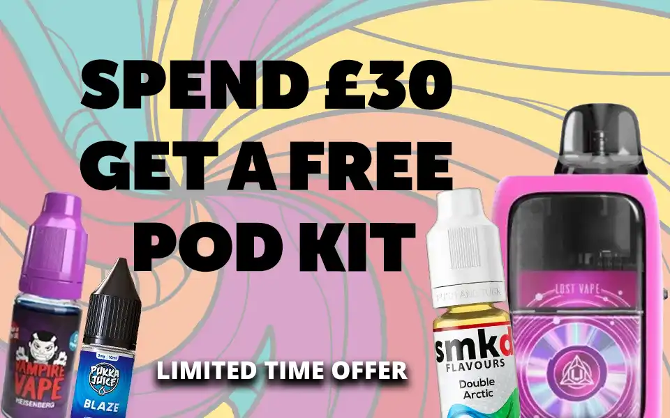 Spend £30 on 4 For £10 Vape Liquids and get a free kit