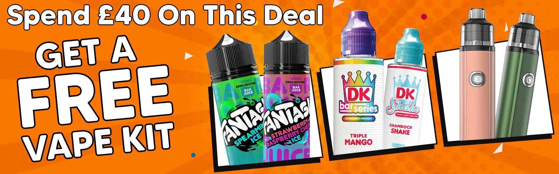 Get a free vape kit with 8 shortfill vape liquids from this range