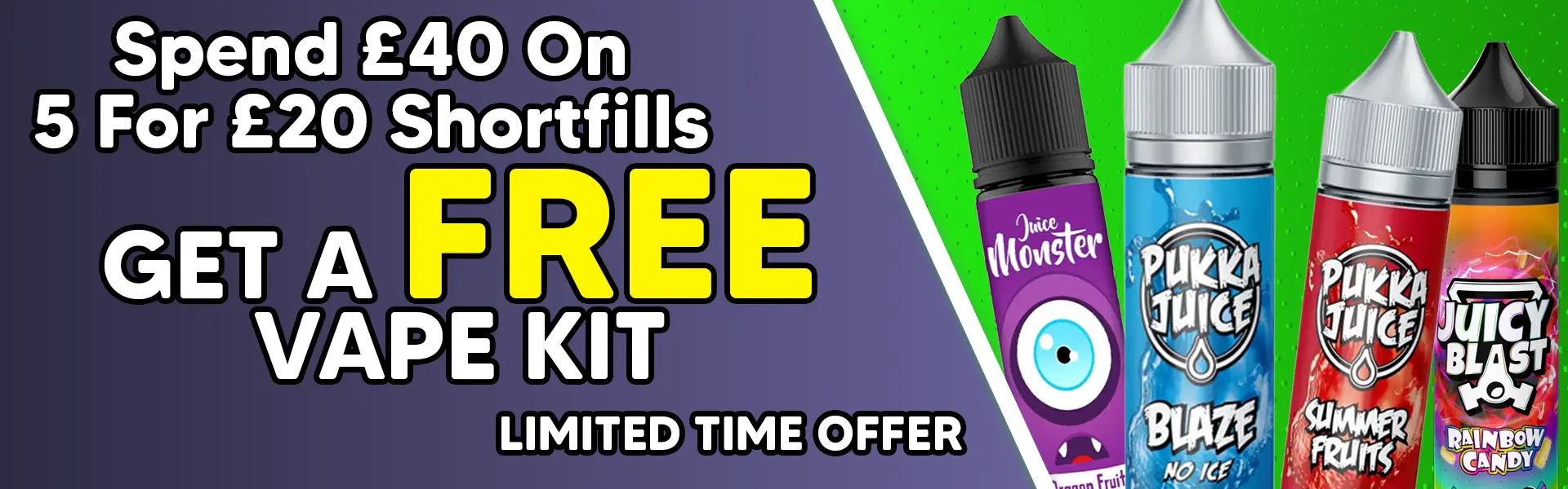 Get a free vape kit with 10 shortfill vape liquids from this range