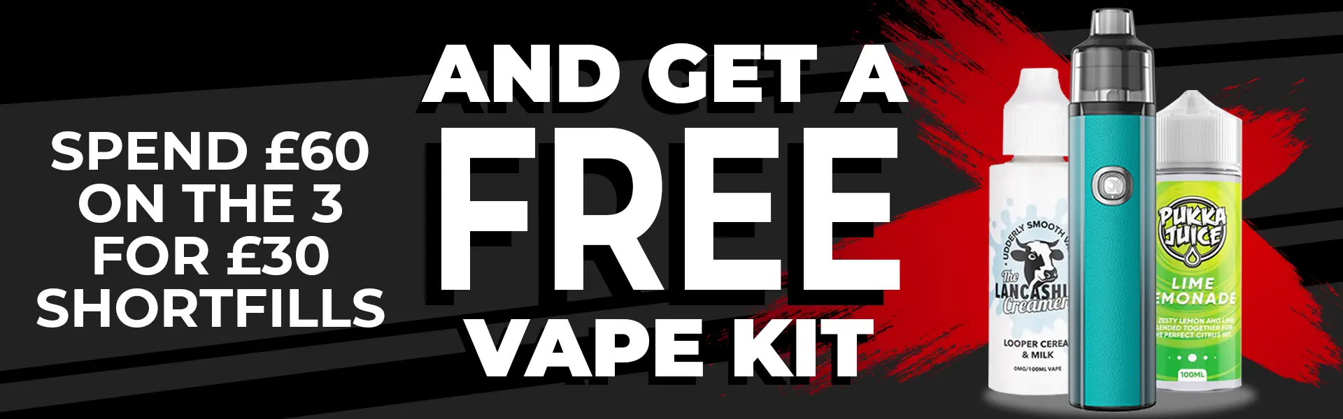 Get a free vape kit with 6 shortfill vape liquids from this range