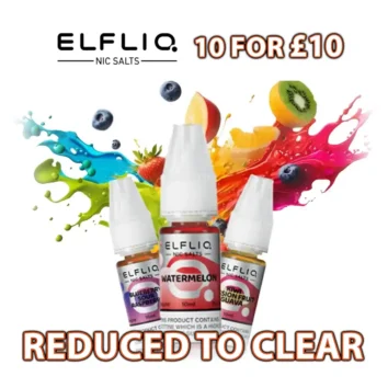 Reduced to clear Elfliq Nic Salts only £10 for 10.