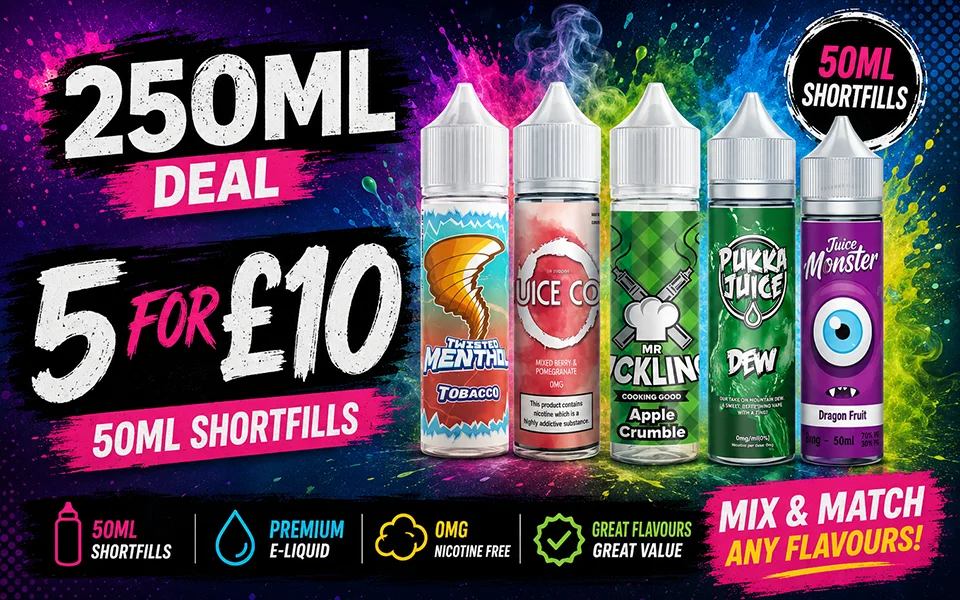 Vape Deals 50ml E-liquid 5 For £10